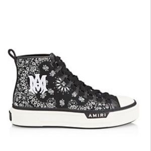 Amiri Court Bandana Print High-Top Sneakers Color BLACK WHITE Size 11 New In Box